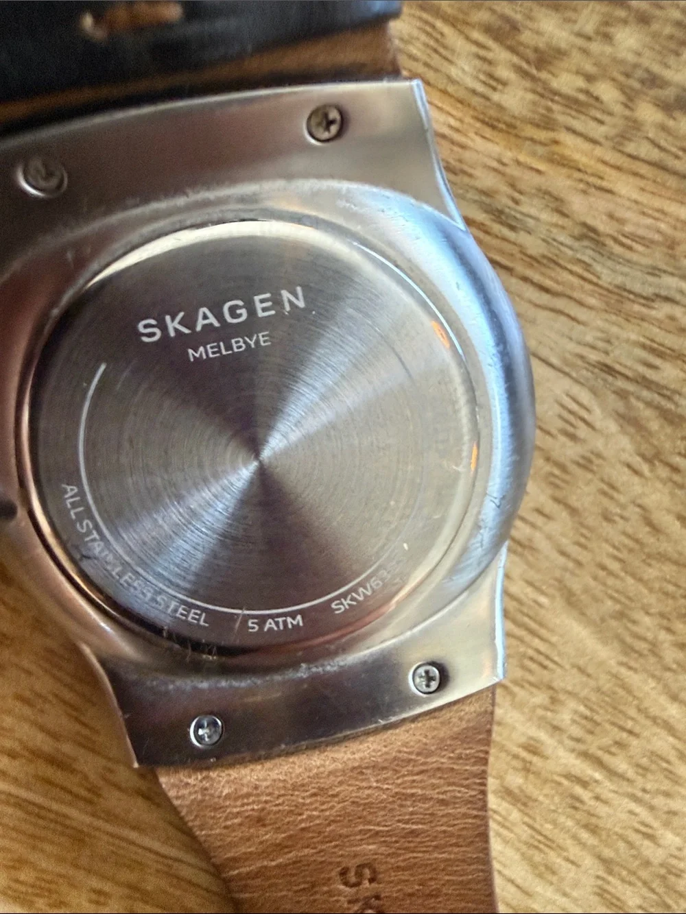 Skagen Men's Brown Leather Strap Stainless Silver Case Quartz Watch